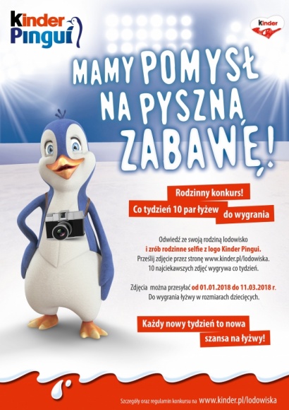 Baw się pysznie w rodzinnym konkursie Kinder Pingui Dziecko, LIFESTYLE - Odwiedź ze swoją rodziną lodowisko, uwiecznij Waszą wspólną zabawę i weź udział w konkursie „Mamy pomysł na pyszną zabawę!” Kinder Pingui.