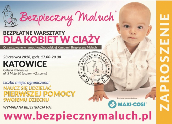Bezpieczny Maluch - bezpłatne warsztaty w Galerii Katowickiej Dziecko, LIFESTYLE - Masz małe dziecko lub niedługo zostaniesz rodzicem? To spotkanie jest dla Ciebie! Już w najbliższy czwartek, 28 czerwca, w Galerii Katowickiej będzie miała miejsce katowicka odsłona ogólnopolskiej Kampanii Bezpieczny Maluch.