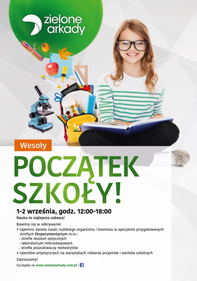 Wesoły początek szkoły w Zielonych Arkadach Dziecko, LIFESTYLE - W tym roku najmłodsi klienci bydgoskiego centrum handlowego ze zdwojoną radością wrócą do szkolnej ławki. To wszystko dzięki akcji, która już w pierwszych dniach września rozbudzi ochotę na rozpoczęcie lub kontynuację edukacyjnej przygody.