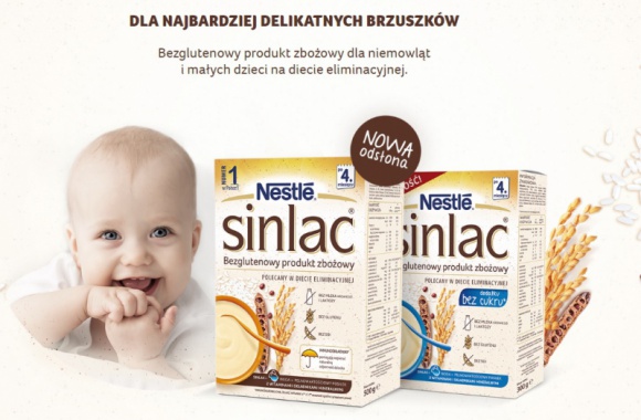 Zmiany, zmiany - Nestlé Sinlac w nowej odsłonie Dziecko, LIFESTYLE - Nestlé Sinlac to bezglutenowy produkt zbożowy, który pomaga urozmaicać dietę eliminacyjną dzieci. Teraz produkt dostępny jest w nowej odsłonie, a dodatkowo pojawiła się także jego nowa wersja - Nestlé Sinlac bez dodatku cukru*.