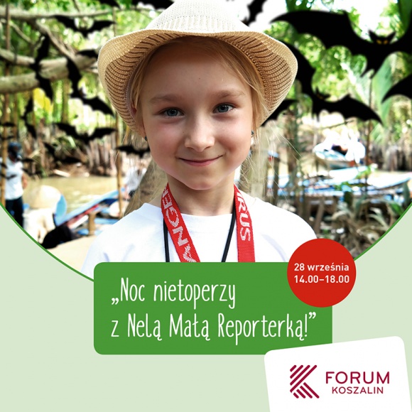 Noc nietoperzy z Nelą Małą Reporterką w Forum Koszalin Dziecko, LIFESTYLE - Dlaczego nietoperze mają tak wielkie uszy? Ile żyją? Czy należy się ich bać? Na te i wiele innych pytań odpowie Nela Mała Reporterka 28 września w Forum Koszalin.