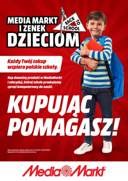 Ruszył drugi etap akcji „MediaMarkt i Zenek dzieciom”! Dziecko, LIFESTYLE - Rozpoczął się drugi etap akcji „MediaMarkt i Zenek dzieciom”, w ramach której sieć przekaże 100 laptopów szkołom podstawowym. Klienci MediaMarkt zdecydują, do których placówek trafi sprzęt komputerowy. Głosowanie potrwa do 30 września br.